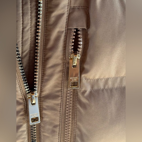 Michael Kors 💅✨ Taupe MK Fur Puffer Jacket Designer Coat S M L XL - Picture 5 of 10